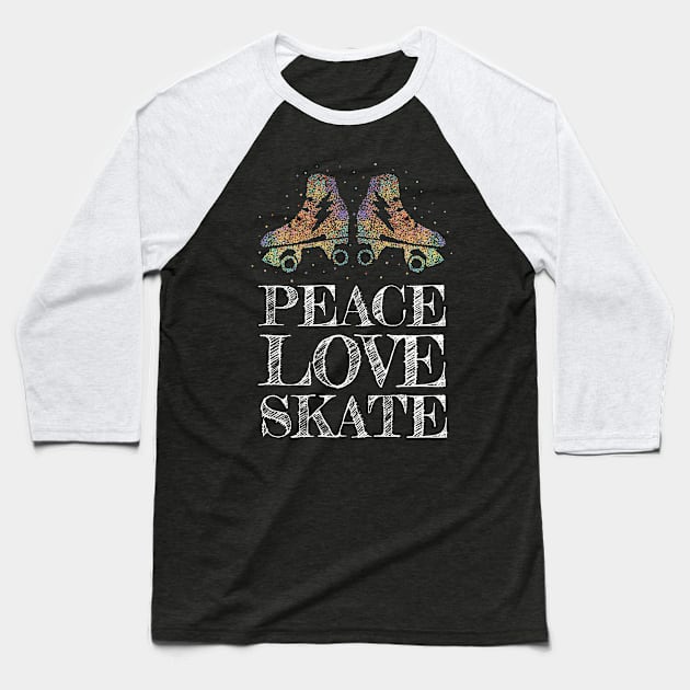 Peace Love Skate Roller Skates Roller Skate Baseball T-Shirt by Kater Karl